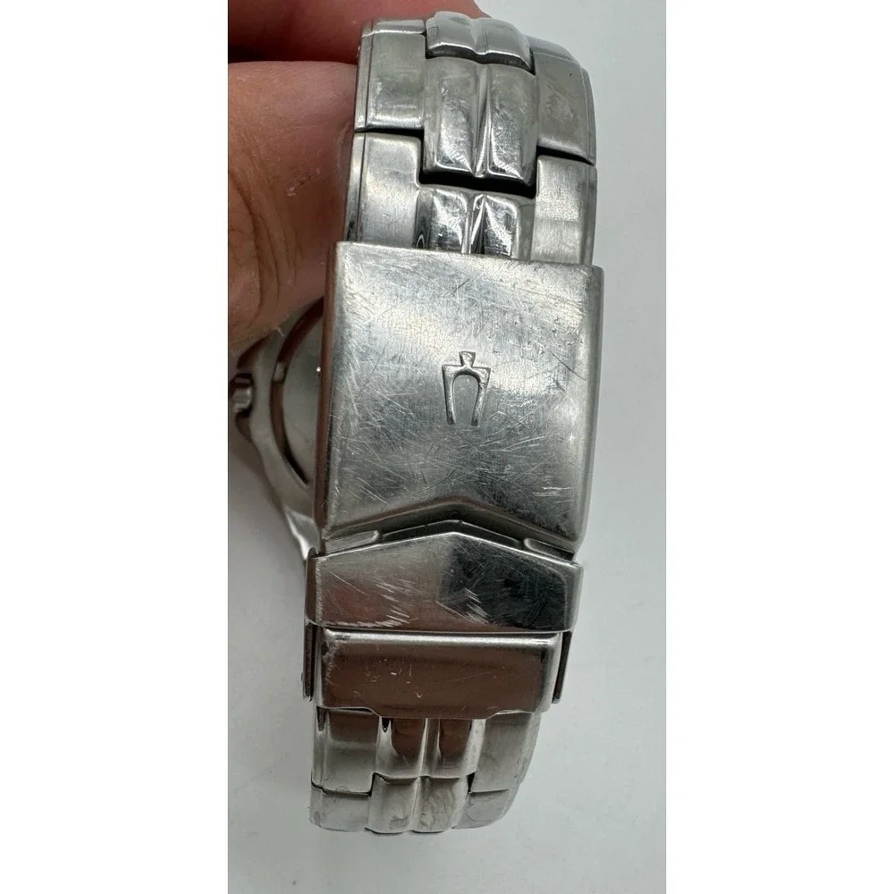 Bulova Marine Star 96B21 Mens Watch Black Carbon Fiber Dial Stainless needs bat